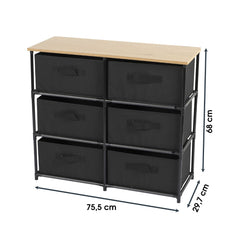 Comoda textila neagra 6 sertare 75,6 x 68 cm Urban Living