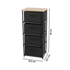 Comoda textila neagra 4 sertare 39,2 x 89 cm Urban Living