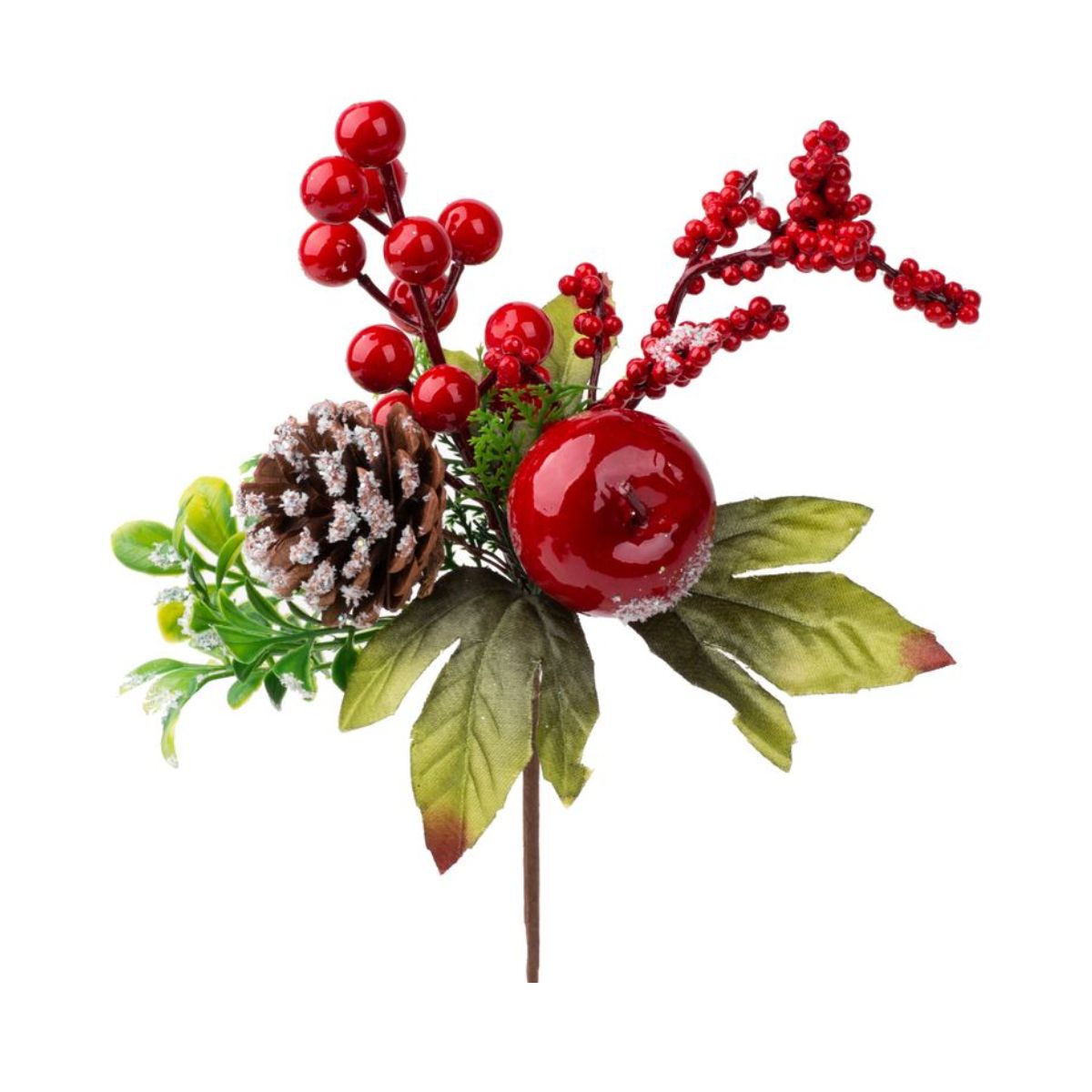 Ramura decorativa de Craciun 24 cm verde/rosu cu mar - Apple MagicHome, 1, hectarul.ro