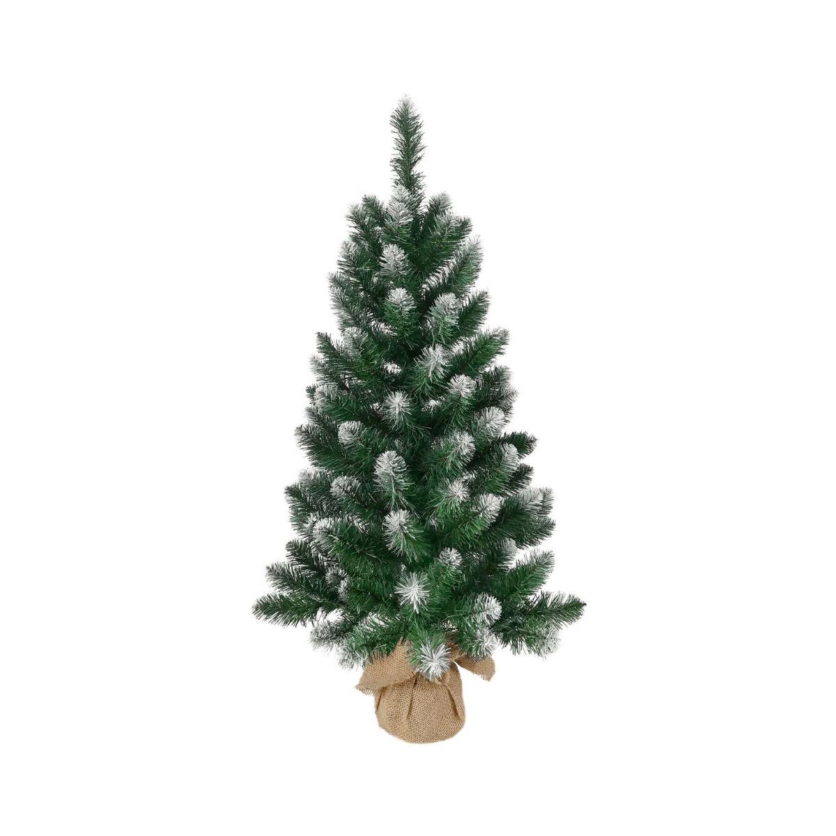 Bradut artificial verde 90 cm cu varfuri albe si suport din iuta inclus - Nico MagicHome, 1, hectarul.ro