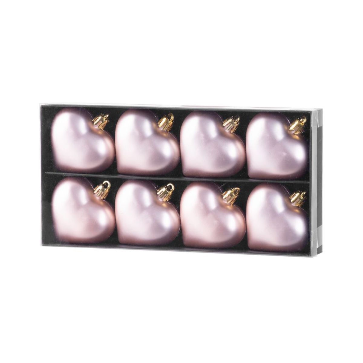 Set 8 globuri de Craciun 6 cm inimioare roz, plastic - Hearts MagicHome, 1, hectarul.ro