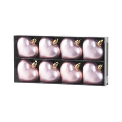 Set 8 globuri de Craciun 6 cm inimioare roz, plastic - Hearts MagicHome