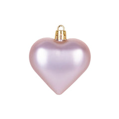 Set 8 globuri de Craciun 6 cm inimioare roz, plastic - Hearts MagicHome