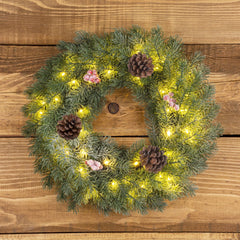 Coronita luminoasa de Craciun Ø40 cm cu 48 LED-uri, Brad nins cu conuri si bobite - MagicHome