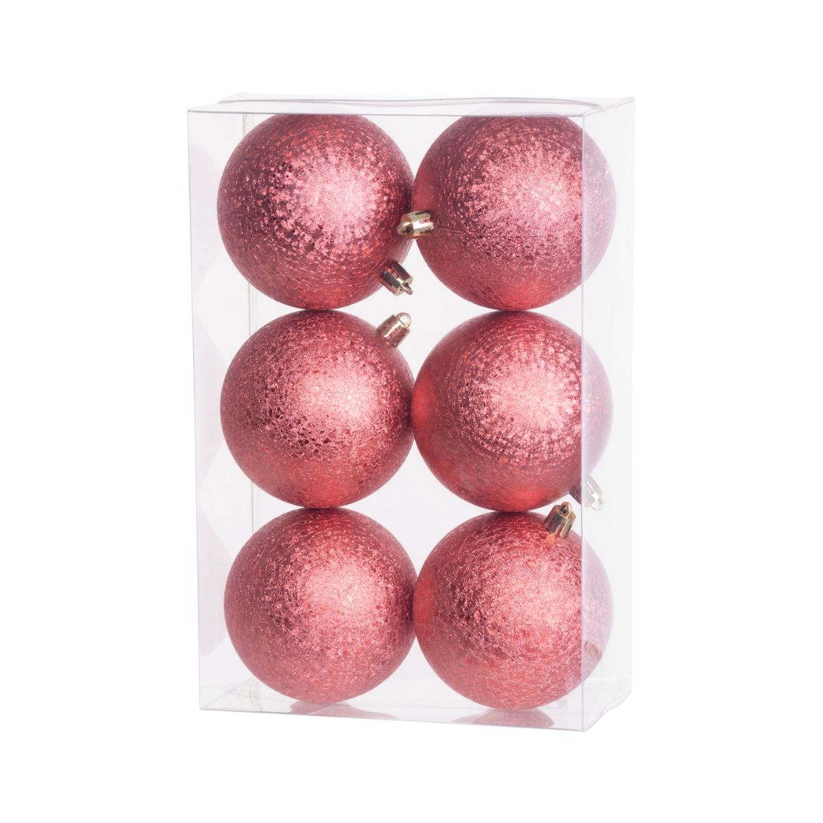 Set 6 globuri de Craciun Ø8 cm rosu sidefat, plastic - Uni MagicHome, 1, hectarul.ro