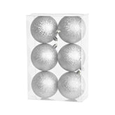 Hectarul - Set 6 globuri de Craciun Ø8 cm argintii, plastic - Uni MagicHome