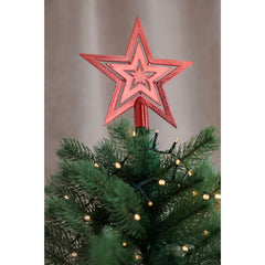 Varf de brad stea de Craciun rosie 20 cm MagicHome