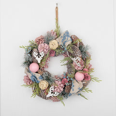 Coronita de Craciun Ø30 cm multicolora cu conuri, frunze si globuri - MagicHome