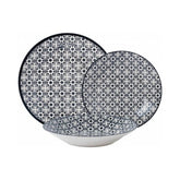 Hectarul - Set pentru cina, alb/negru, din portelan, pentru 6 persoane, Rania Heinner