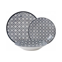 Set pentru cina, alb/negru, din portelan, pentru 6 persoane, Rania Heinner