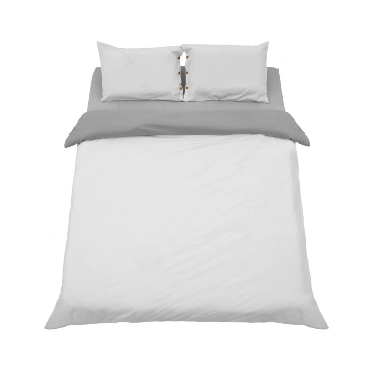 Lenjerie de pat din bumbac, pentru 2 persoane, 3 piese, gri inchis/gri deschis, 1, hectarul.ro