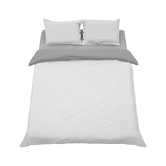 Lenjerie de pat din bumbac, pentru 2 persoane, 3 piese, gri inchis/gri deschis