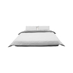 Lenjerie de pat din bumbac, pentru 2 persoane, 3 piese, gri inchis/gri deschis