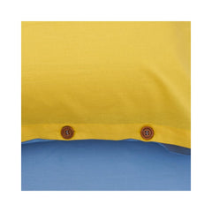 Lenjerie de pat din bumbac, pentru 2 persoane, 3 piese, galben/albastru