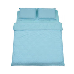 Lenjerie de pat din microfibra cu broderie, pentru 2 persoane, 4 piese, albastru deschis Tuffata