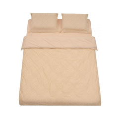 Lenjerie de pat din microfibra cu broderie, pentru 2 persoane, 4 piese, crem Tuffata