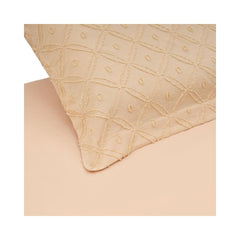 Lenjerie de pat din microfibra cu broderie, pentru 2 persoane, 4 piese, crem Tuffata