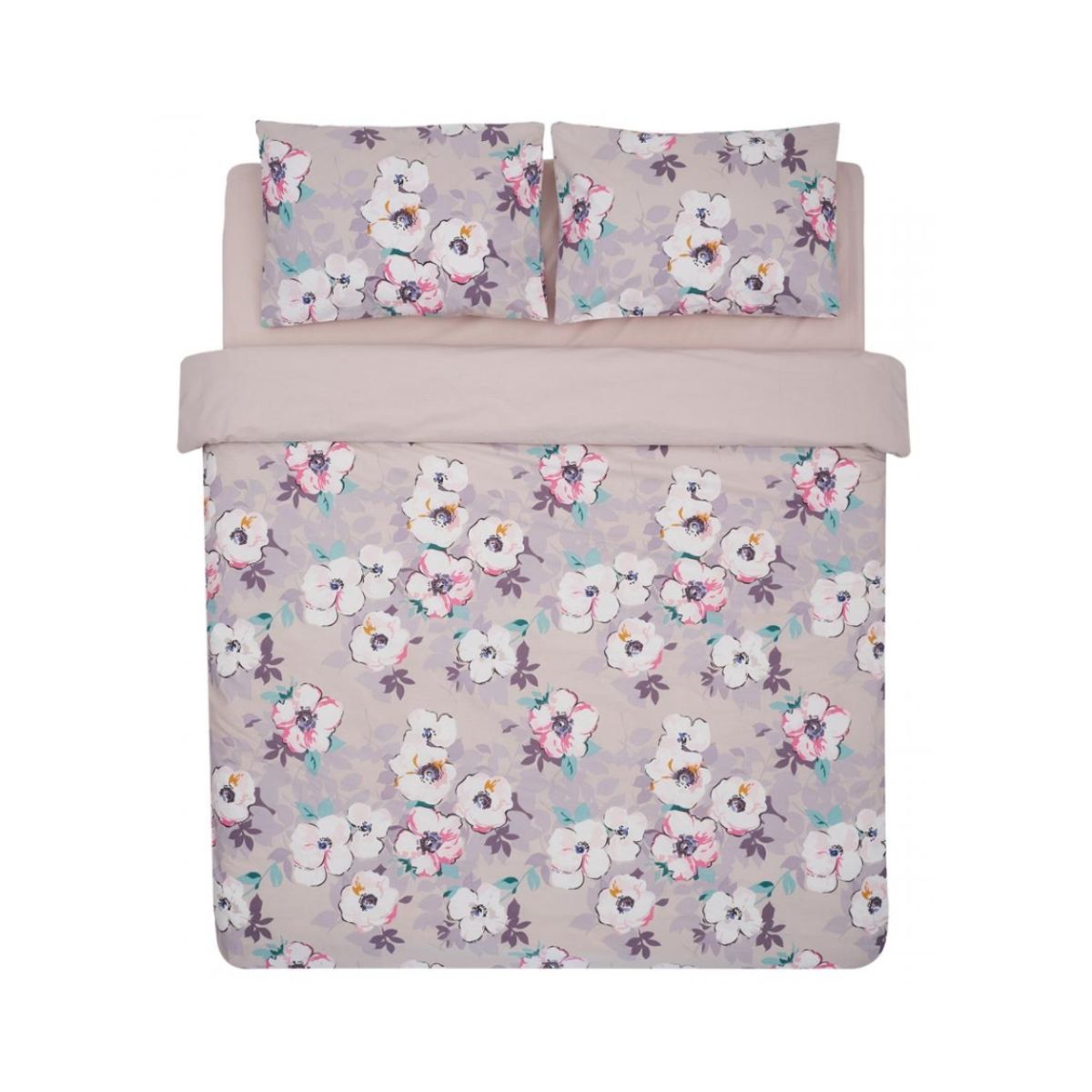 Lenjerie de pat din bumbac, pentru 2 persoane, 4 piese, roz King Size LEA, 1, hectarul.ro