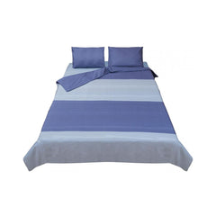 Lenjerie de pat din bumbac, pentru 2 persoane, 4 piese, albastru King Size IAN