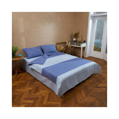 Lenjerie de pat din bumbac, pentru 2 persoane, 4 piese, albastru King Size IAN