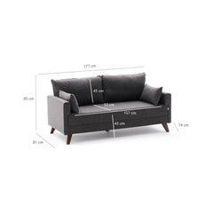 Canapea 2 locuri Bella Sofa - Anthracite