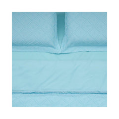 Lenjerie de pat din microfibra cu broderie, pentru 2 persoane, 4 piese, albastru deschis Tuffata