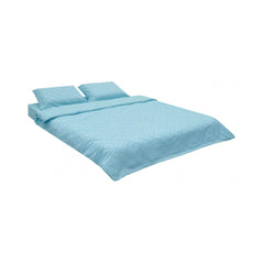 Lenjerie de pat din microfibra cu broderie, pentru 2 persoane, 4 piese, albastru deschis Tuffata