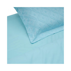 Lenjerie de pat din microfibra cu broderie, pentru 2 persoane, 4 piese, albastru deschis Tuffata