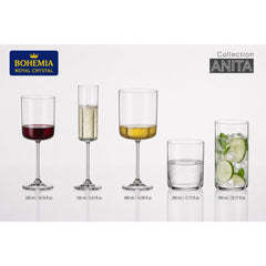 Set de 6 pahare pentru apa, transparent, din cristal de Bohemia, 390 ml, Anita Tumbler