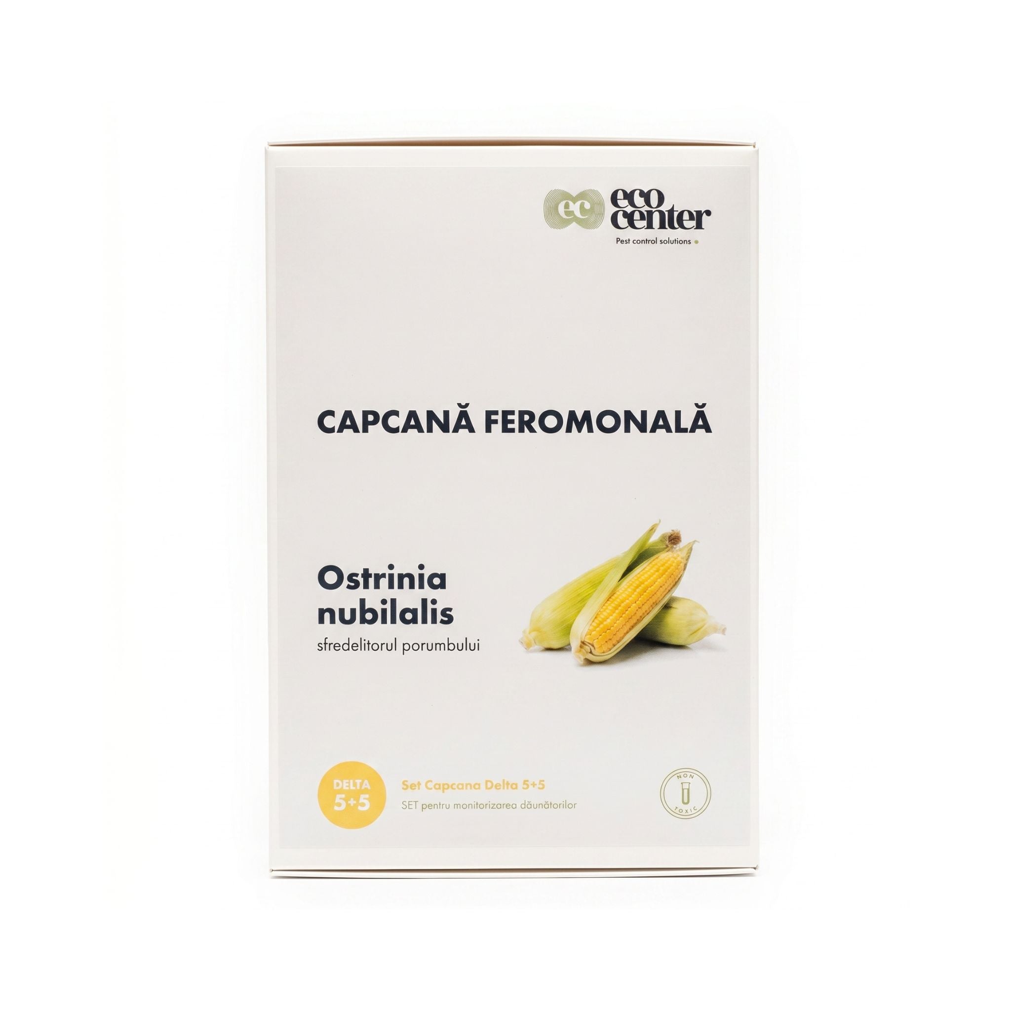 Set capcane feromonale EcoCenter pentru Ostrinia nubilalis, 5 capcane Delta Plastic și 5 momeli feromonale pentru monitorizarea sfredelitorului porumbului, 1, hectarul.ro