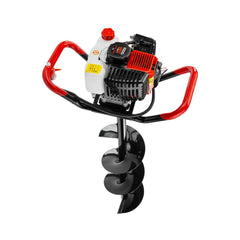 Burghiu de pământ pe benzină 6 CP – set 3 burghie inclus 100/150/200 mm, motor 52 cm³