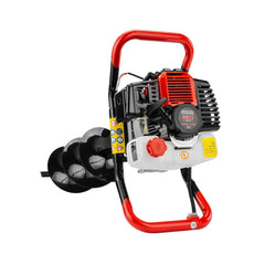 Burghiu de pământ pe benzină 6 CP – set 3 burghie inclus 100/150/200 mm, motor 52 cm³