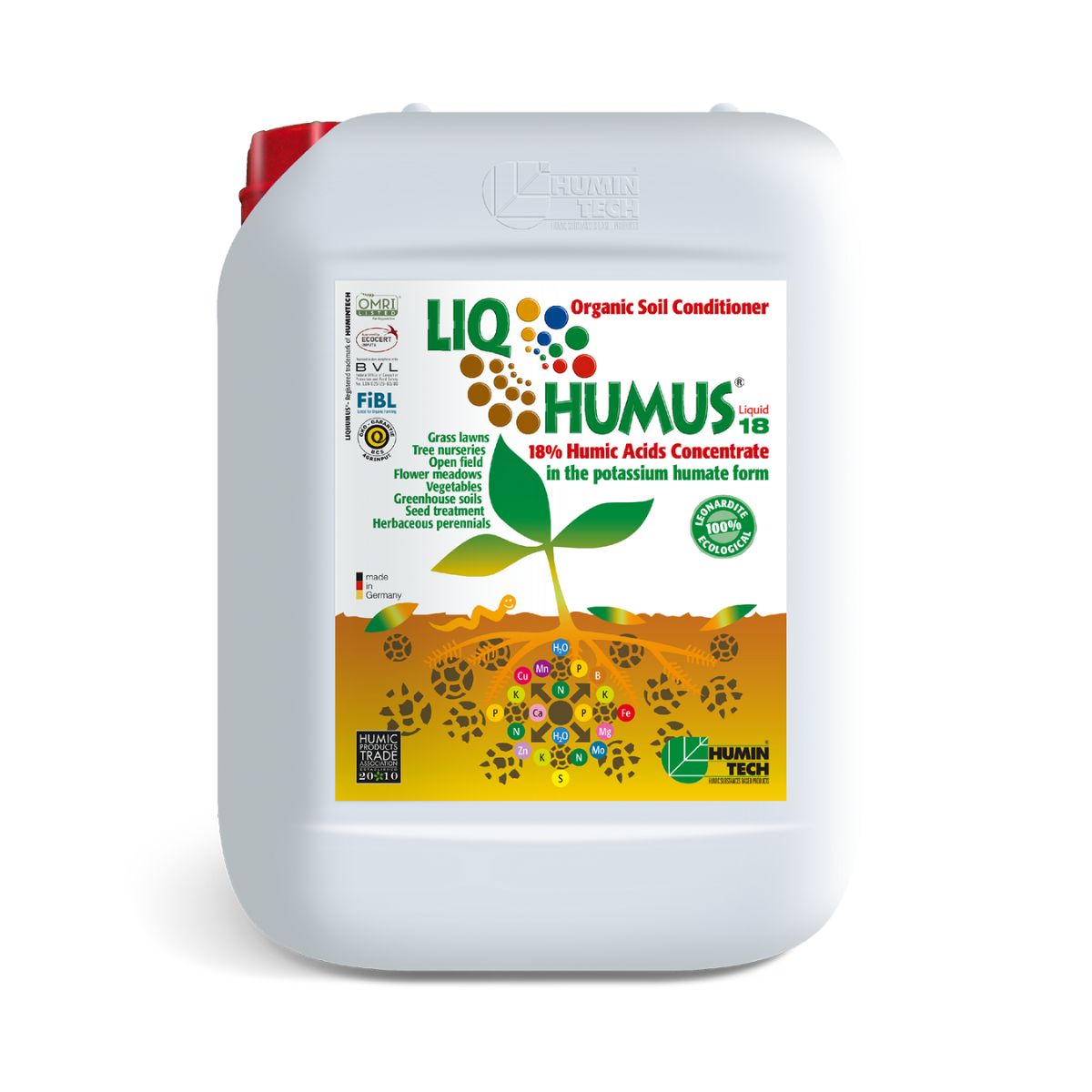 Biostimulator humic cu 18% acizi humici și fulvici activi, LIQHUMUS 18 20 litri, 1, hectarul.ro