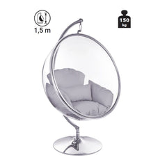 Scaun suspendat din Inox/PP, tip balansoar, perna inclusa, 105x105x65 cm, max. 150 kg, Samsala