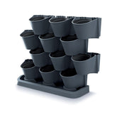 Hectarul - Set 12 ghivece decorative de flori, modular, antracit, 12x0.75 L, 67x17.7x57 cm, Cascade Wall