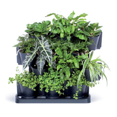 Set 12 ghivece decorative de flori, modular, antracit, 12x0.75 L, 67x17.7x57 cm, Cascade Wall