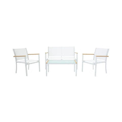 Set mobilier terasa/ gradina cu masa, canapea si scaune alb