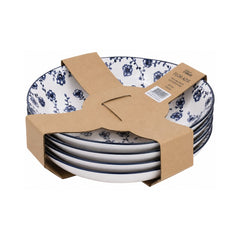 Set 4 farfurii adanci alb/albastru din portelan Ø20 cm Flor Azul Cosy&Trendy