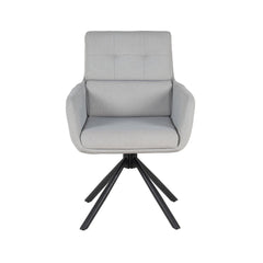 Scaun living rotativ gri deschis din textil si metal Serena