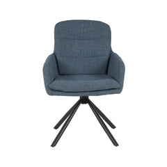 Scaun living rotativ albastru denim din textil si metal Donna