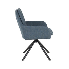 Scaun living rotativ albastru denim din textil si metal Donna