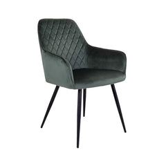 Scaun dining verde/negru din catifea poliester si otel Harbo House Nordic