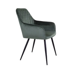 Scaun dining verde/negru din catifea poliester si otel Harbo House Nordic