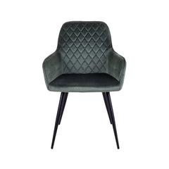 Scaun dining verde/negru din catifea poliester si otel Harbo House Nordic