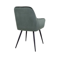 Scaun dining verde/negru din catifea poliester si otel Harbo House Nordic