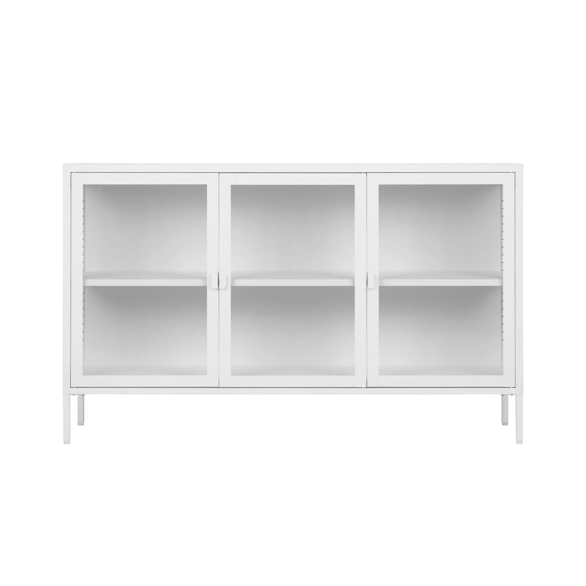 Bufet inferior alb din otel si sticla 140 cm Brisbane House Nordic, 1, hectarul.ro