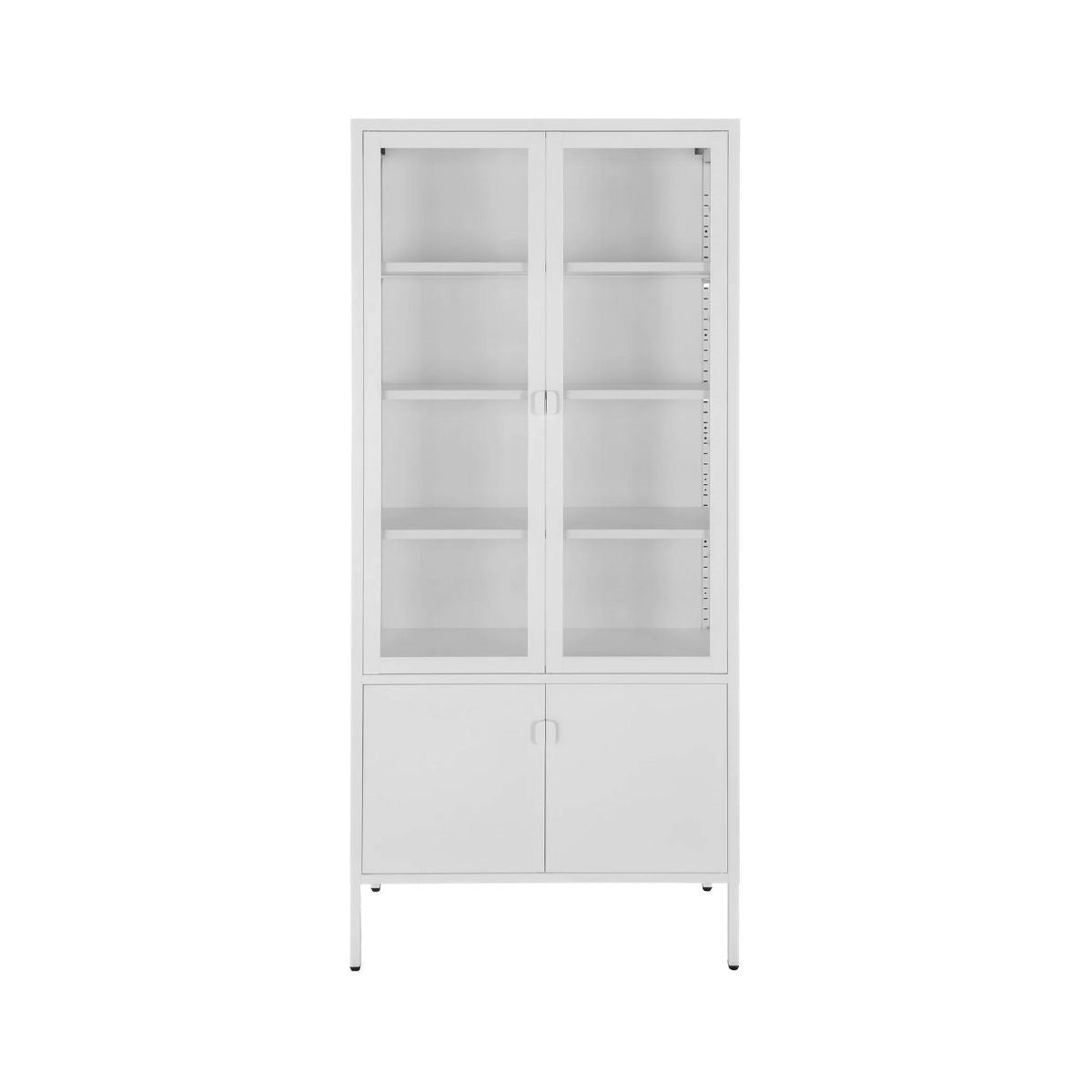 Vitrina alba din otel si sticla, 4 usi, 80x35x175 cm Brisbane House Nordic, 1, hectarul.ro
