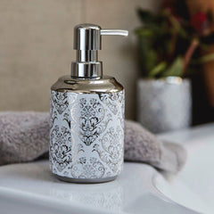 Dispenser pentru sapun lichid, argintiu/alb, ceramic, Barock Wenko