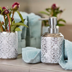 Dispenser pentru sapun lichid, argintiu/alb, ceramic, Barock Wenko