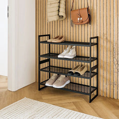 Suport de incaltaminte negru suprapozabil din metal 70x36x24 cm Shoe rack 2 shelves Zeller